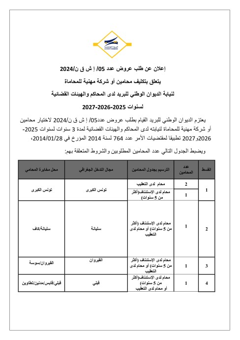 طلب عروض الديوان الوطني للبريد 